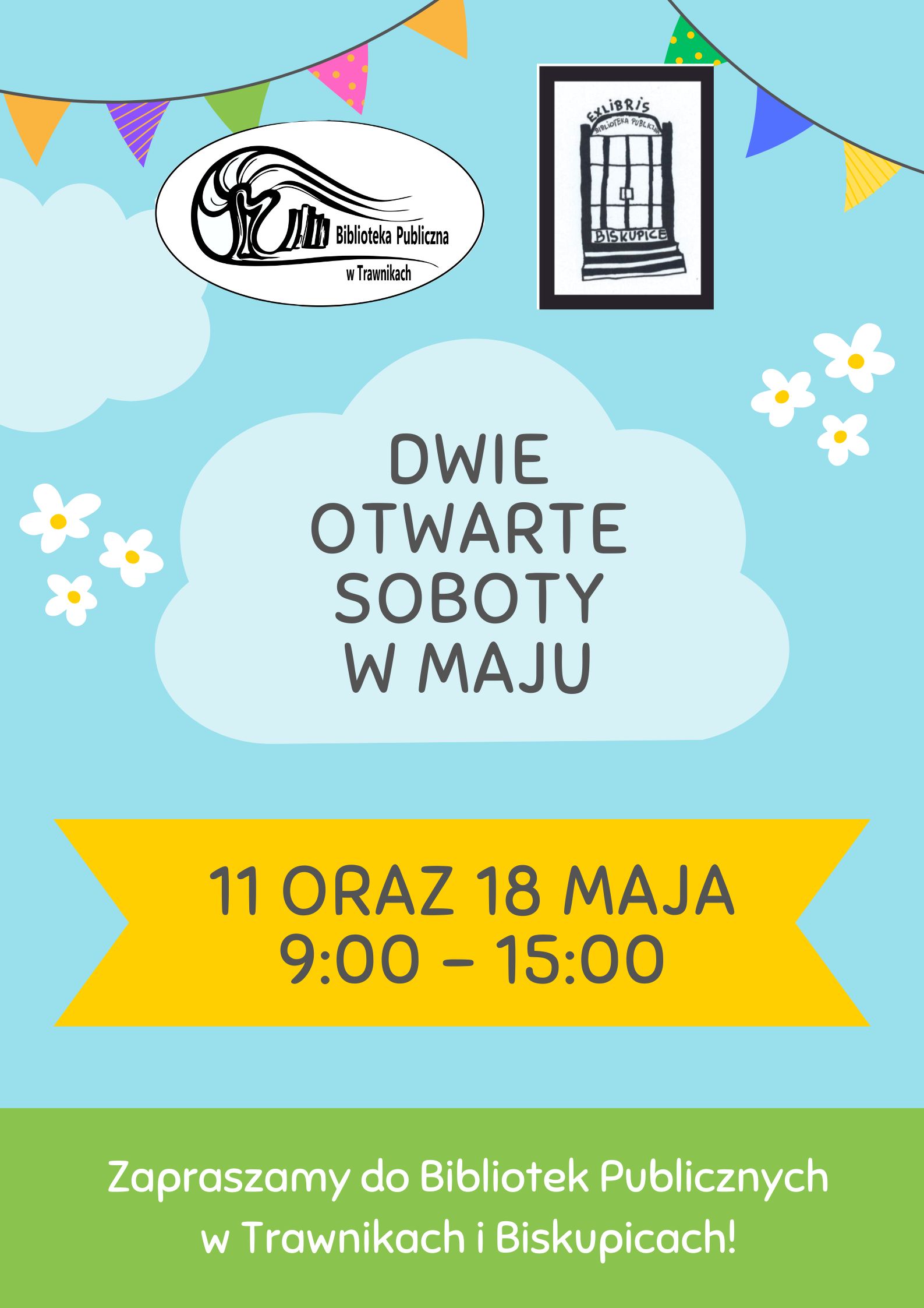 dwie otwarte soboty w bibliotekach - 11 i 18 maja